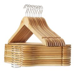 Set includes: 20 Wooden Suit Hangers with Natural Finish Wood Coat Hanger, Wooden Coat Hangers, Hanger Crafts, Suit Hangers, Pant Hangers, Wood Hangers, Wire Hangers, Wooden Hangers, Coat Hanger