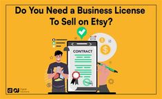 a man holding a clipboard that says do you need a business license to sell on etsy?