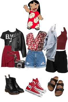 Cartoon Outfits Ideas Disney, Disney Bounding Lilo And Stitch, Cute Disney Character Outfits, Simple Disney Outfits Casual, Movie Inspired Outfits Disney, Disneyland Character Outfits, Lilo And Stitch Disney Outfit, Lilo And Stitch Outfit Ideas