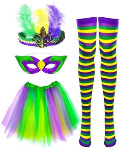 PRICES MAY VARY. Packaging Contents: Mardi Gras Feathers Headband *1, glitter eye-mask *1, layered three-color tutu *1, bean necklace *6, to meet your carnival dress needs, so that you become the brightest star in the crowd. Size: The Mardi Gras Costume Skirt has a waist of 23-43 inches and is suitable for most people, but please refer to the pictures for other sizes to make sure it fits you. The set can be used over and over again. Durable Material: The Purple-Green-Yellow tutu is made of three Multicolor Party Supplies For Carnival Costume Party, 80s Costume Women, Mardi Gras Party Costume, Mardi Gras Headband, Mardi Gras Desserts, 80s Costumes, Yellow Tutu, Mardi Gras King Cake, Popular Costumes