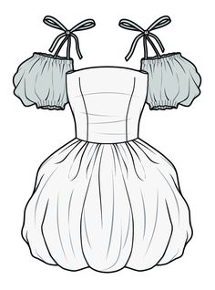 a drawing of a dress with two bows on the shoulder and one bow at the waist