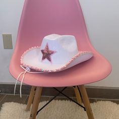 Brand New. Cute For Festival Szn, A Bachelorette Or A Birthday Cowgirl Theme. Pink Star And Sequin Trim Includes Pink Bandana White Novelty Mini Hats For Summer, White Costume Hats And Headpieces For Summer, Cute White Adjustable Costume Hats, Playful White Party Hat, Bedazzled Cowgirl Hat, Pink Cowgirl Outfit, Bach Themes, Cowgirl Halloween Costume, Pink Cowgirl Hat