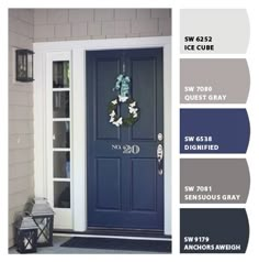 a blue front door with the words sw 612 ice cube next to it and an image of a wreath