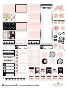 pink and black planner stickers