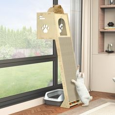 Qunbio 59" Cat Tree & Scratching Post Tower Play House, Modern Cat Tower, Wooden - Walmart.com Modern Cat Tower, Cat Balls, Cat Window Bed, Hidden Litter Boxes, Cat Climbing Tower, Cat Tree Scratching Post, Cat Window Perch, Window Perch, Cat Lounge