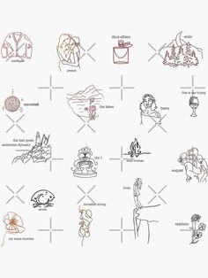 an image of different types of tattoos on a white background with the names and symbols