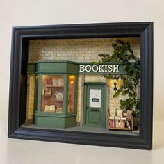 there is a fake book store in the frame