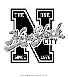 the new york city sign in black and white with an old - fashioned font style