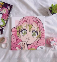 Anime Canvas Painting Easy Demon Slayer, Demon Slayer Painting Ideas, Mitsuri Painting, Demon Slayer Painting Canvas, Cute Anime Paintings, Demon Slayer Canvas Painting, Demon Slayer Painting, Anime Canvas Painting