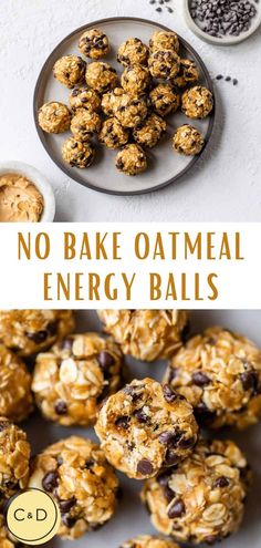 no bake oatmeal energy balls on a plate