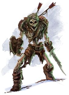 an image of a zombie character with two swords in his hand and one arm outstretched