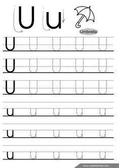 the letter u is for u worksheet with an upper and lowercase word