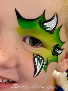 Dinosaur Face Painting, Monster Face Painting, Dragon Face Painting, Easy Face Painting Designs, Eye Face Painting, Festival Face Paint, Face Painting For Boys, Cheek Art