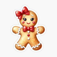 a ginger sticker with a bow on it