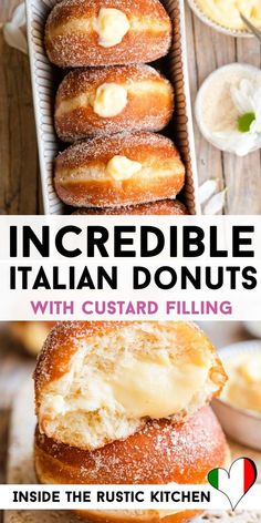 an image of italian doughnuts with custard filling