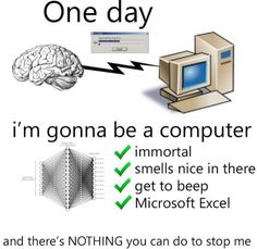 a poster with an image of a computer and a brain