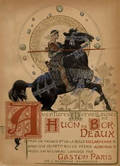 an old poster with a man riding on the back of a horse