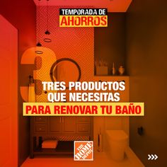 an advertisement for a bathroom remodeling project in spanish and english, with the words tress productos que necestass para renovar tu bano