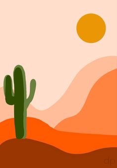 a green cactus sitting on top of a dirt hill next to a sun filled sky