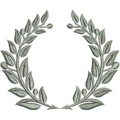 a laurel wreath with leaves and berries in the center on a white background, ready to be embroidered onto