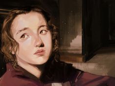 a digital painting of a woman looking off into the distance