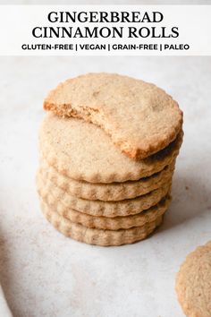 a stack of gluten free vegan grain - free gingerbread cinnamon rolls