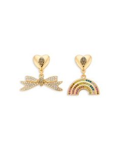 Kurt Geiger London Signature Eagle Rainbow Mismatch Drop Earrings Kurt Geiger, Gold Drop Earrings, Gold Tones, Jewelry Accessories, London, Rainbow, Drop Earrings, Gold