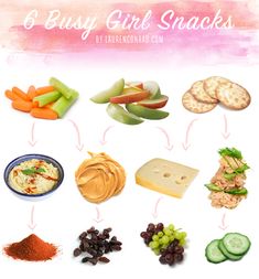 the eight baby girl snacks are arranged in different ways, including crackers and cucumbers