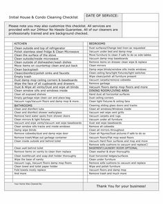 an in house cleaning checklist is shown with the instructions for each item to be completed