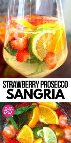 this is an image of strawberry proseco sangria