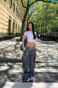 Available In Navy. Cargo Pant Low Rise Button Zipper Closure Cargo Pockets Strappy Detail Wide Leg Oversized Fit Non Stretch 65% Polyester 35% Cotton Imported | Level You Up Cargo Pant in Charcoal size Large by Fashion Nova Asian Streetwear Fashion, Streetwear Summer Outfits, Asian Streetwear, Streetwear Girl, Streetwear Essentials, Korean Streetwear, Junior Fashion, Streetwear Summer, Streetwear Fashion Women