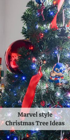 Kids Christmas tree Decor Kids Christmas Tree Decorations, Marvel Christmas Tree, Christmas Tree Idea, Marvel Christmas, Kids Christmas Tree, Easy Decorations, Whimsical Tree, Avengers Theme, Christmas Trees For Kids