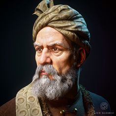 an old man with a beard and wearing a turban