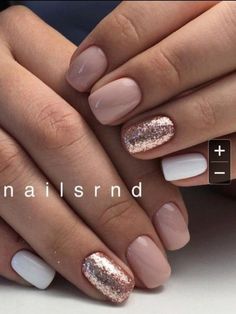 Pink Shellac, Unghie Sfumate, Rose Gold Nails, Super Nails, Shellac Nails, Neutral Nails, Short Acrylic Nails, Gold Nails, Cute Acrylic Nails