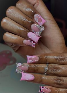 Long Fake Nails, Retro Nails, Diamond Butterfly