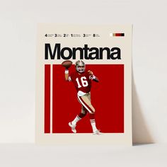 a football player holding a ball on the cover of a sports illustrated book, with text that reads montana