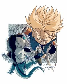 Trunks Vs Frieza, Dragon Ball Chibi, Chibi Goku, Chibi Dragon, Dragonball Art, Dragon Ball Fanart, Ball Drawing