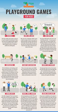 an info sheet describing how to play playground games for kids in the summer and fall