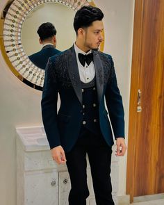 Buy Black Hand Embroidered Tuxedo Suit Zari Golden Work Tuxedo online on Etsy India. Shop for handmade, vintage and unique Mens Wedding Suits items from NawabClothings online on Etsy Suits Groom Wedding, Taksido Suit For Mens, Hand Work Coat Pant For Men, Suits Men Hand Work, Best Groom Suits Weddings, Wedding Men Outfit Groom Suits, Mens Designer Suits Wedding, New Suit Design For Men, Design Suit For Men