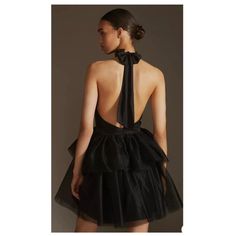 New Hutch Tulle Halter Mini Dress Backless, Tie Back Neck, Tulle Ballerina Skirt Color: Black New With Tags Size 12 = Large Smoke & Pet Free Home We Ship Everyday Casual Party Homecoming Evening Date Night Special Event Chic Modern Fun Unique Figure Flattering Christmas Halloween Mini Dress Backless, Twiggy Dress, Ballerina Skirt, Long Sleeve Skater Dress, Lace Halter Dress, Metallic Mini Dresses, Geometric Dress, Dress Backless, Pleated Mini Dress