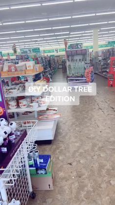 the inside of a dollar tree store filled with items