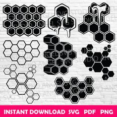 hexagonals svg files for cutting and other design projects with the text instant