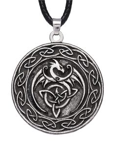 PRICES MAY VARY. CELTIC DRAGON NECKLACE: This striking pendant features a Celtic dragon design, the most powerful of all the Celtic symbols, represented with intertwined knots as a metaphor of the infinite cycle of life DURABLE CONSTRUCTION: Meticulously crafted from high-quality zinc alloy with an antique silver finish, the Celtic dragon pendant does not tarnish or corrode easily over the years SPECIFICATIONS: Pendant measures about 1.5" (39 mm) in diameter, includes 19.7" (50 cm) braided faux Pear Shaped Diamond Necklace, Rose Gold Diamond Necklace, Viking Dragon, Celtic Dragon, Wolf Necklace, Celtic Pendant, Celtic Wedding Rings, Celtic Tattoos, Dragon Necklace