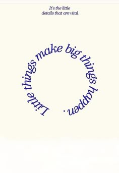 the words make big names in blue ink on a white background with a circular design