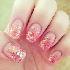 Gum drop pink glitter gel nails. Light elegance. Pink Glitter Gel Nails, Gum Drop, Pink Glitter, Makeup Nails