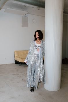 LALA ORIGINAL: Disco Fever Sequin Trousers – Dressed in Lala Silver Nye Outfit, Sequin Aesthetic, 30th Outfit, Feminine Tomboy Style, Glam Street Style, Sequin Trousers, Satin Playsuit, Dressed In Lala, Sequin Suit