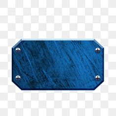 a blue metal plate with rivets and screws on the bottom, which is also