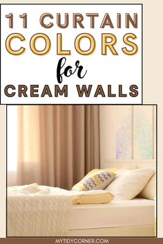 Curtain Color Ideas for Cream Walls Cream Walls White Curtains, Decor For Cream Walls, What Color Curtains Go With Beige Walls, Beige Walls Curtain Ideas, Colored Curtains Bedroom, Best Curtain Color For White Walls, Curtains With Cream Walls, Curtain For Cream Color Wall, What Color Curtains With Beige Walls