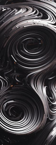 an abstract photograph of black and white swirls