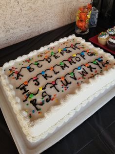 a birthday cake that is sitting on a table